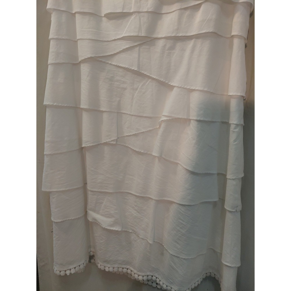 Vintage White Dress sz 18 Unique Tiered Ruffle Layering With Tassels - Picture 6 of 13